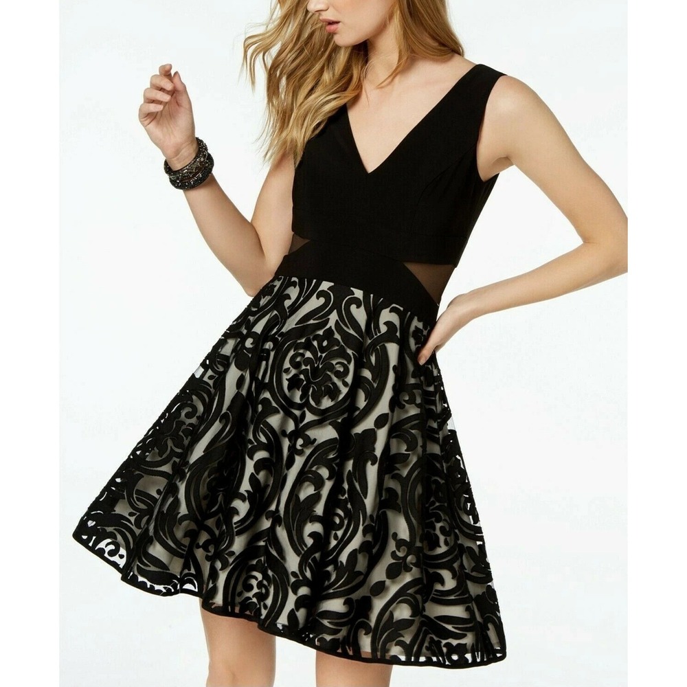 Avery G Womens Lace Overlay Fairy Grunge Y2K V-Neck Mini Dress Size 2 Whimsigoth